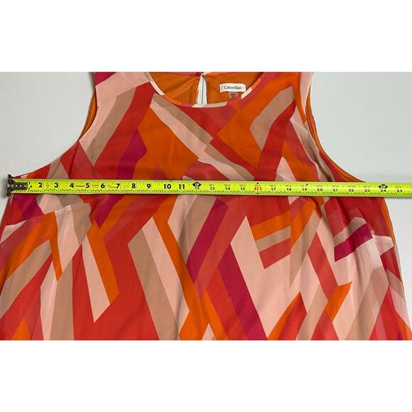 Calvin Klein Women's Watermelon Pink Geometric Georgette Shift Dress Size 20W - Picture 10 of 12